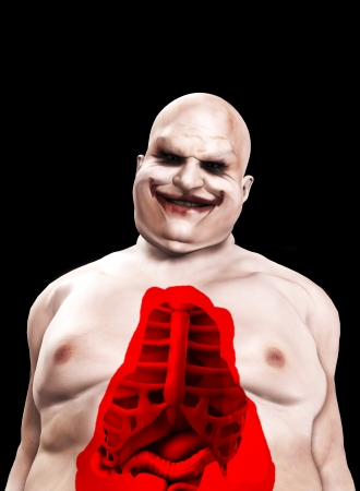 Fat horrible clown with a split pen stomach.の写真素材