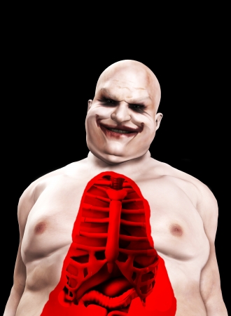 Fat horrible clown with a split pen stomach.の写真素材