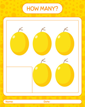 How many counting game with honeydew melon. worksheet for preschool kids, kids activity sheet, printable worksheetのイラスト素材