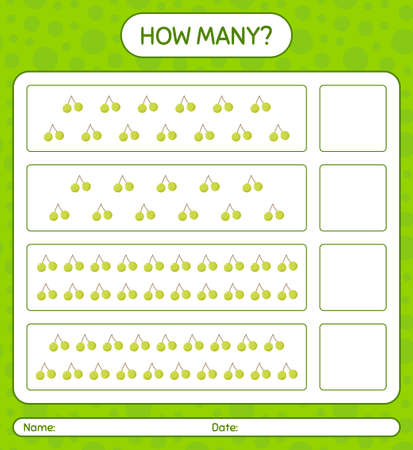 How many counting game with quenepa worksheet for preschool kids, kids activity sheet, printable worksheetのイラスト素材