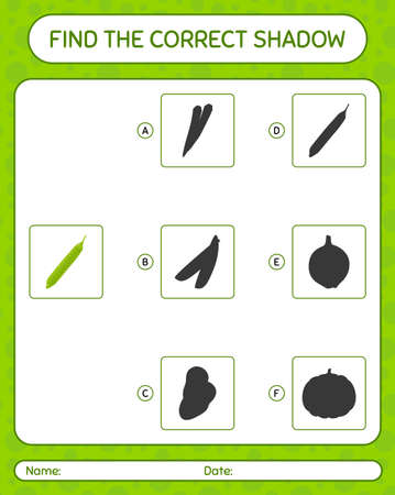 Find the correct shadows game with petai. worksheet for preschool kids, kids activity sheetのイラスト素材