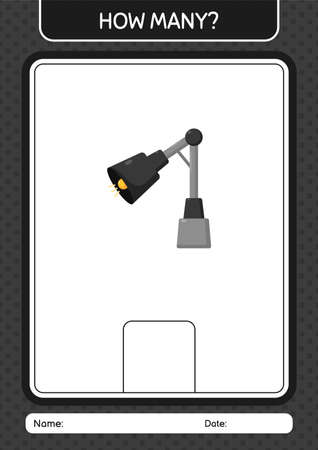 How many counting game with desk lamp. worksheet for preschool kids, kids activity sheetのイラスト素材