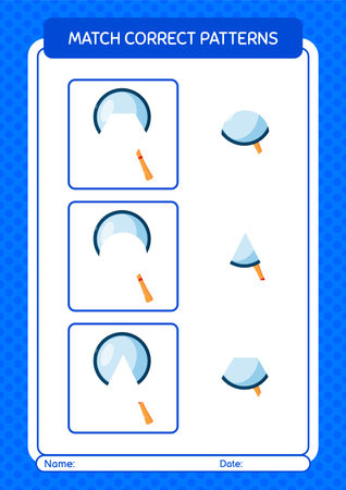 Match pattern game with magnifying glass. worksheet for preschool kids, kids activity sheetのイラスト素材