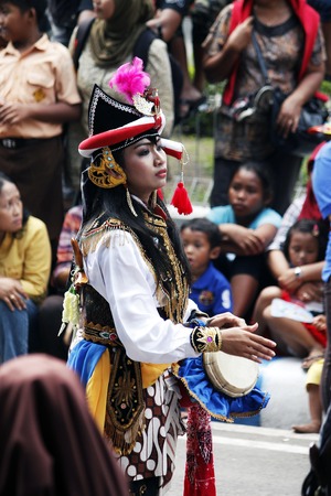 Nganjuk, East Java, Indonesia. 19/04/2014: Indonesian Culture carnival to commemorate the anniversary of the City Nganjukのeditorial素材