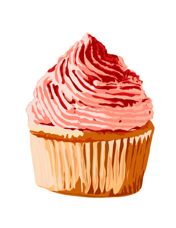 Hand drawn cupcake illustration. Isolated on white background.の写真素材