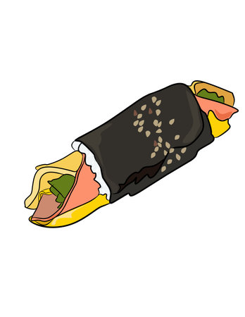 Illustration of a sushi roll. Vector illustration of a sushi roll.の写真素材