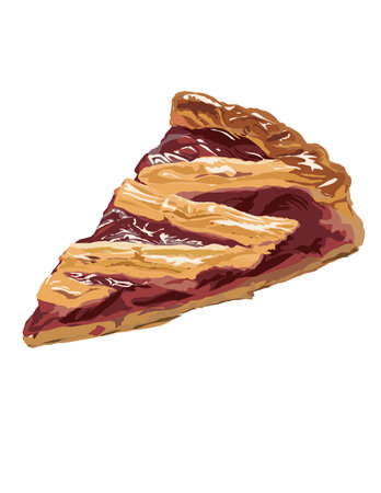 Illustration of apple pie or chicken pie, pastry.の写真素材