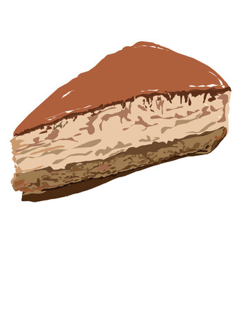 Tiramisu cake isolated on white background. Vector illustration.