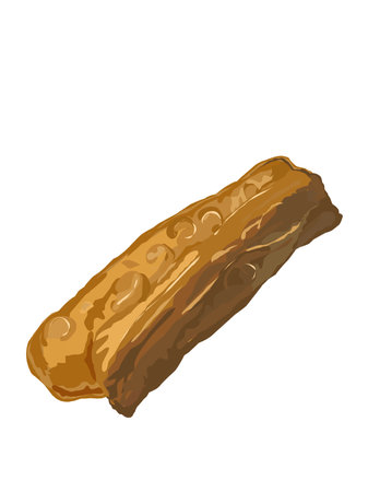 Hand drawn illustration of breadstick called cakoi or youtiao. Deep fried strip of dough served for breakfast or tea time.の写真素材