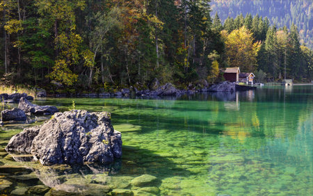 Alpine Autumn mountain lake Eibsee