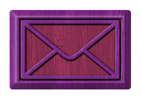 Wooden mail icon on whiteの写真素材