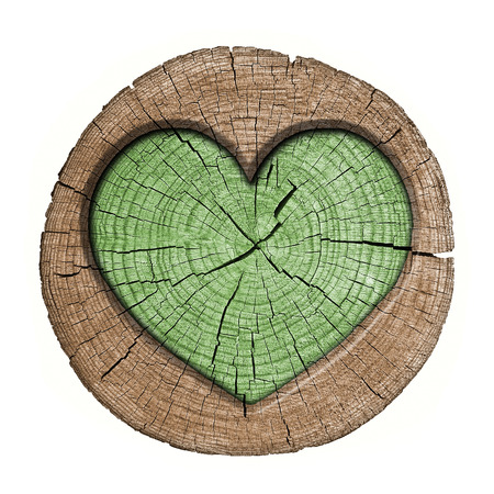 heart symbol on the wooden panelの写真素材