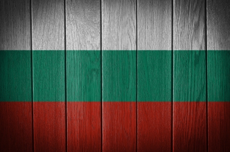 bulgarian flag on wood texture backgroundの写真素材