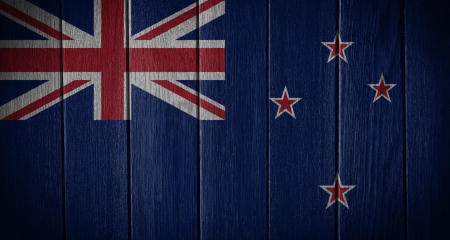 New Zealand flag painted on a wood plank textureの写真素材