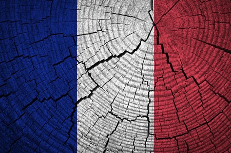 france flag painted on old wood backgroundの写真素材