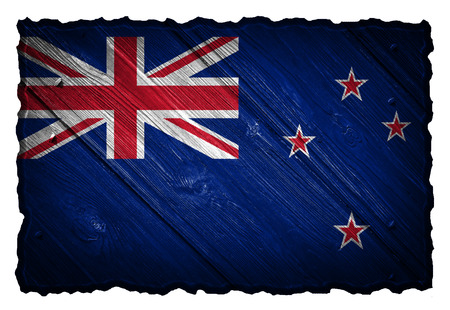 New Zealand flag painted on wood tagの写真素材