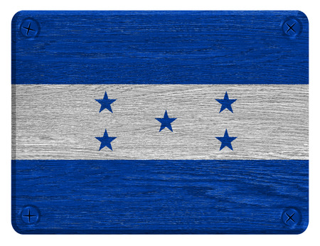 Honduras flag painted on wooden tagの写真素材