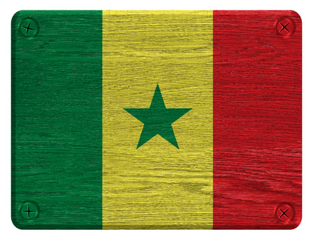 Senegal flag painted on wooden tagの写真素材