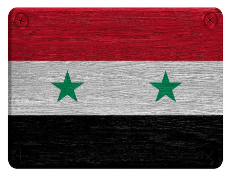 Syria flag painted on wooden tagの写真素材