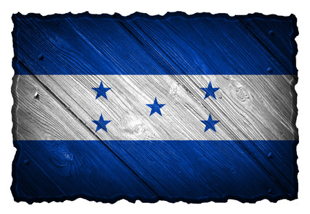 Honduras flag painted on wooden tagの写真素材