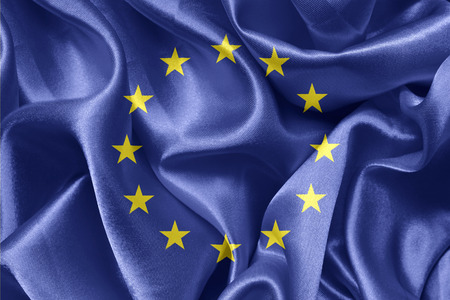 shiny fabric flags of the European Unionの写真素材