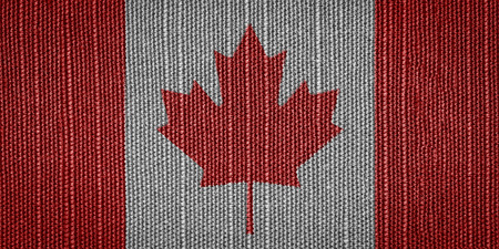 Canadian fabric flags in the backgroundの写真素材