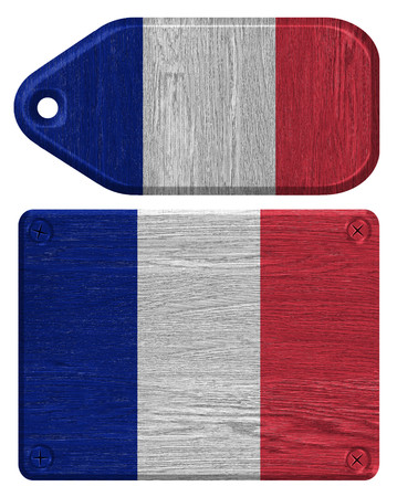france flag painted on wood tagの写真素材