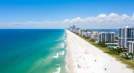 Panoramic aerial view of Miami Beach, Florida, USA.の素材