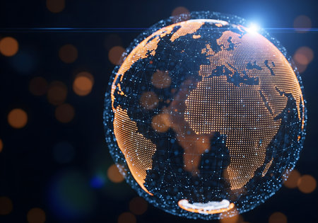 Global network connection. 3d rendering. Elements of this image furnished by NASAの素材