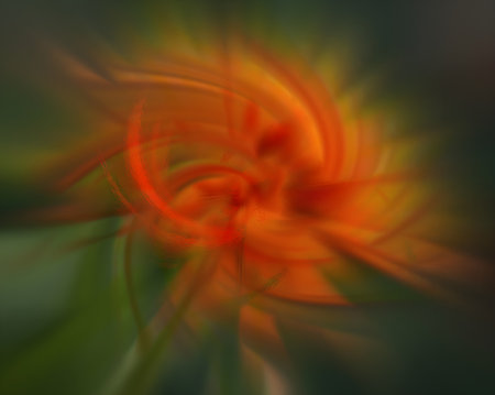 abstract background with red flower in the center and blurred green backgroundの素材