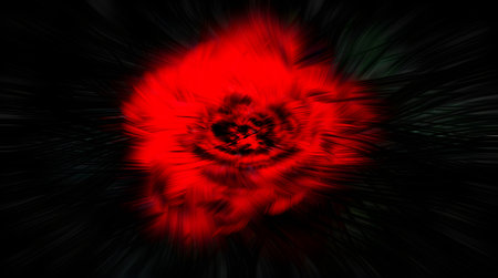 Abstract red flower on black background. Fantasy fractal texture. Digital art. 3D rendering.の素材