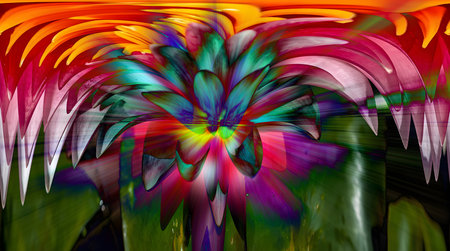 3D surreal illustration. Sacred geometry. Mysterious psychedelic relaxation pattern. Fractal abstract texture. Digital artwork graphic astrology magicの素材