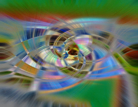 abstract background with a circular pattern in green, yellow and blueの素材