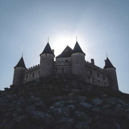 Castle on the hill in the morning light. Carcassonne, Franceの素材