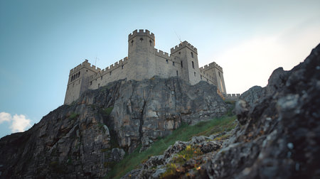 Panoramic view of the medieval castle of Carcassonne in Franceの素材