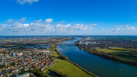 Aerial view of the city of Rotterdam, Netherlands.の素材