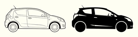 Car and car silhouette on a white background. Vector illustration, EPS 10のイラスト素材