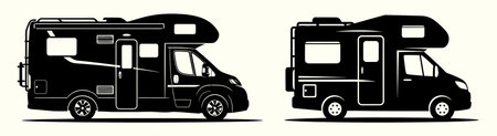 Camper, caravan, motorhome, camper vector illustration.のイラスト素材