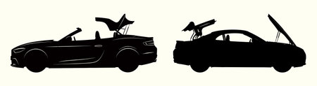 Set of silhouettes of cars on a light background. Vector illustrationのイラスト素材