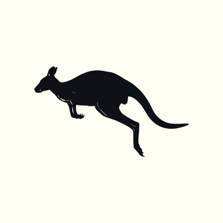 Kangaroo silhouette on white background. Kangaroo vector illustration.のイラスト素材