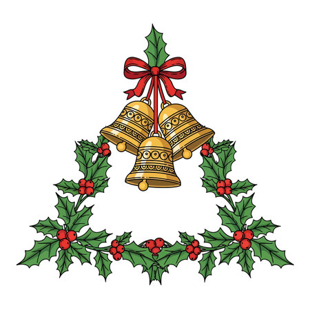 christmas bell with bow and ribbon icon cartoon vector illustration graphic designのイラスト素材