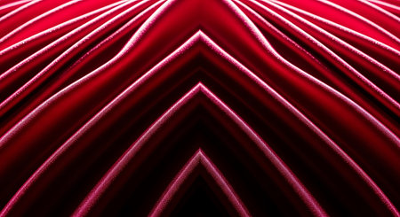 A striking abstract background featuring a symmetrical pattern of deep red lines converging to a point, creating a sense of depth and movement.の素材