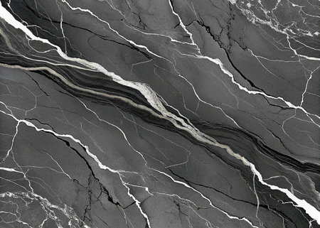 Luxurious dark gray marble with dynamic white veining creates a sophisticated and modern backdrop. Perfect for upscale branding, interior design, and elegant visual projects.の写真素材