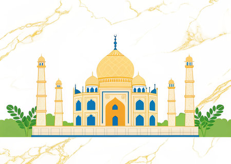 Experience the breathtaking beauty of the Taj Mahal, a symbol of eternal love and architectural marvel. Perfect for travel, culture, and design projects.の写真素材