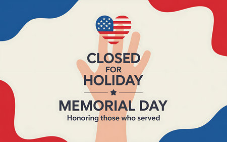 Memorial day graphic with flag heart, hand, and honoring those who served messageの写真素材