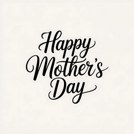 a stylish happy mother's day message in black script on a light beige background imageの写真素材