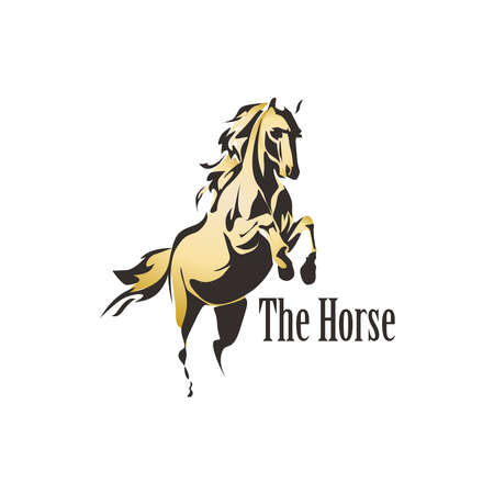Standing Gold Horse Logo Vectorのイラスト素材