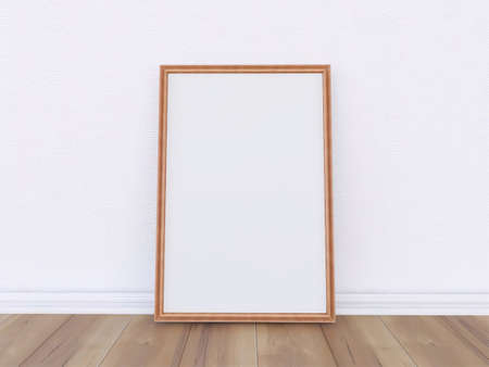 Photo Frame Mockup on The Floor. 3D illustration, 3D Rendering.の写真素材