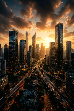 Shanghai Lujiazui Finance and Trade Zone of the modern cityの素材