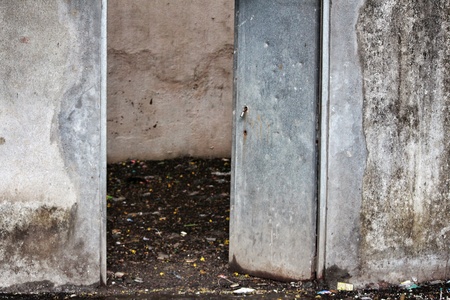 Old vintage wall with doorの写真素材